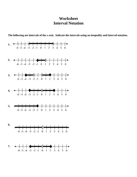Interval Notation Worksheet Answer Key